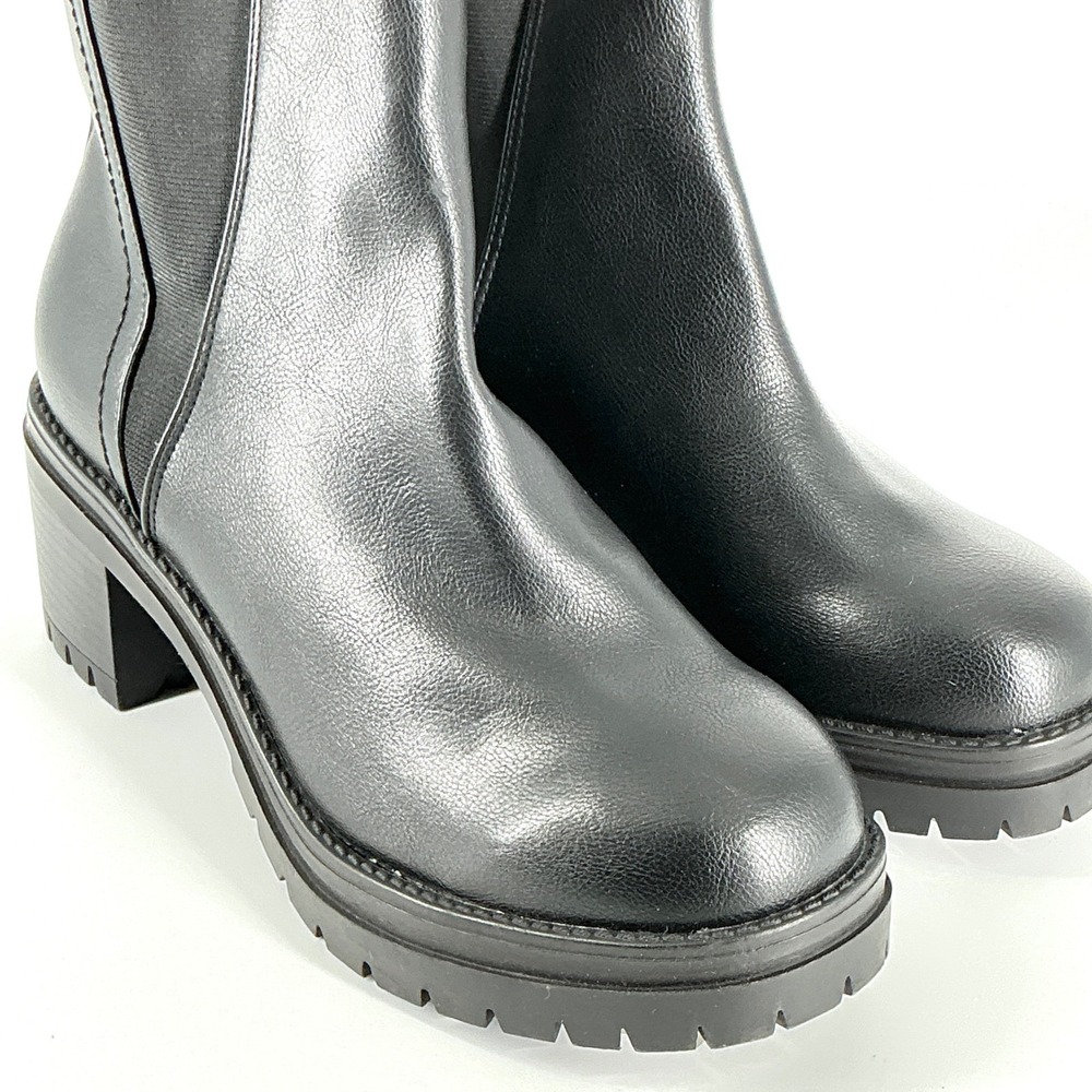 MIA Size 9.5 Black Faux Leather Platform Chelsea Boots NEW ADEA $60 - Picture 2 of 12